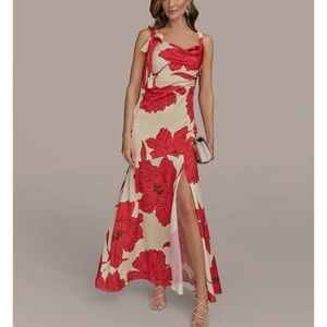 DKNY Sahara Red Floral Dress — NWT